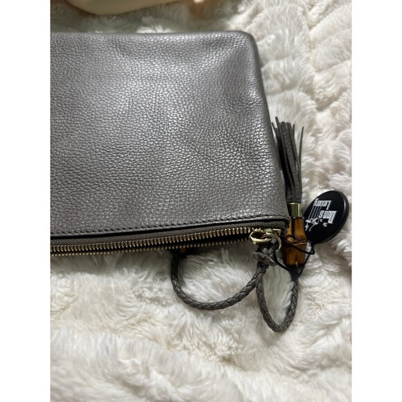 GUCCI Gray Leather Bamboo Pouch A-A-OS with COA - Picture 7 of 9